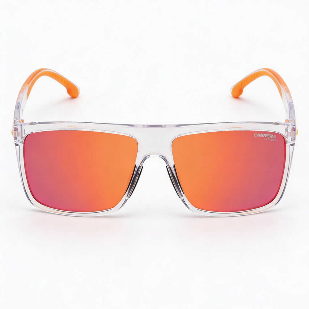 Carrera Modern Unisex Rectangle Transparent White Polyamide Frame Sunglasses with Crystal Lenses, UV Protection 58-16-145mm