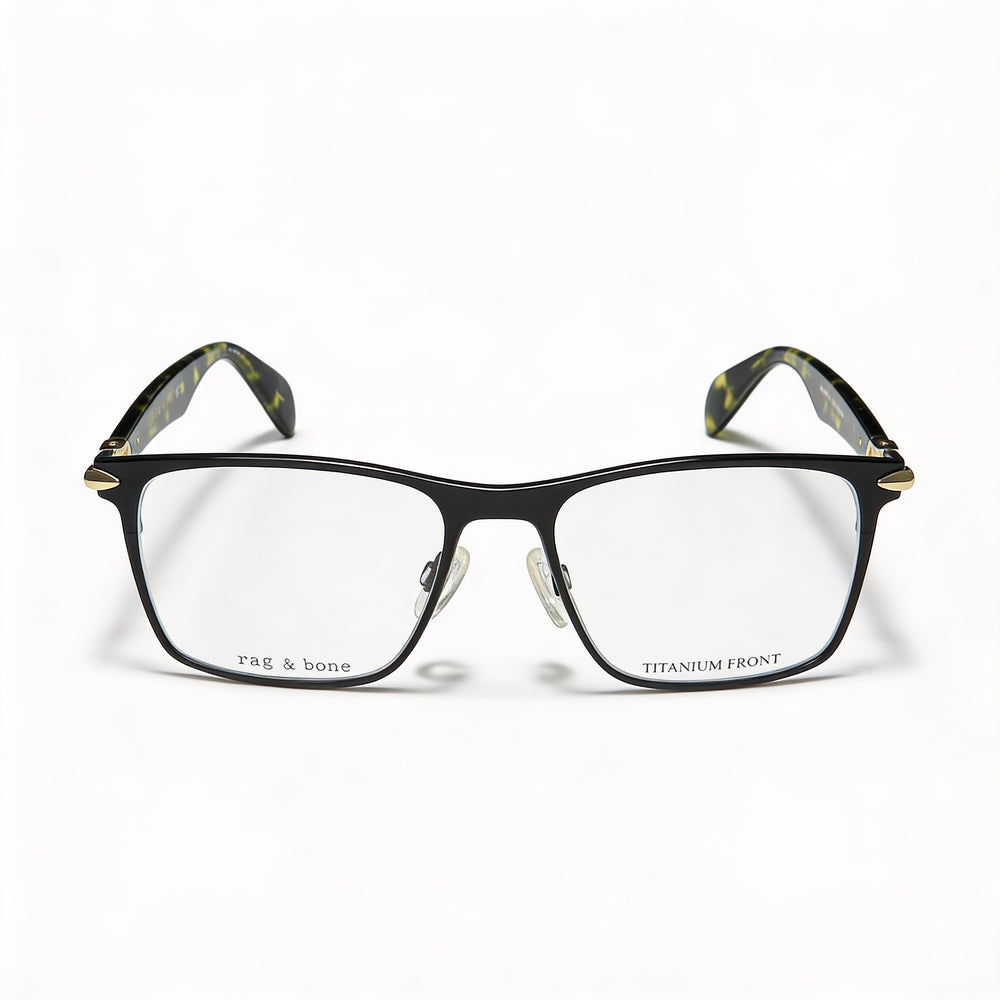 Gafas de vista metálicas Rag & Bone Rnb 7009 para hombre, color negro mate, con lentes de demostración, 53-17-145