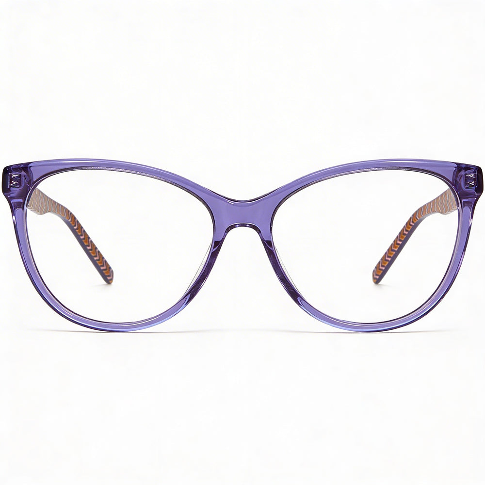 Montura de acetato rectangular Missoni Mmi 0092 para mujer en violeta, tamaño de lente: 53 mm