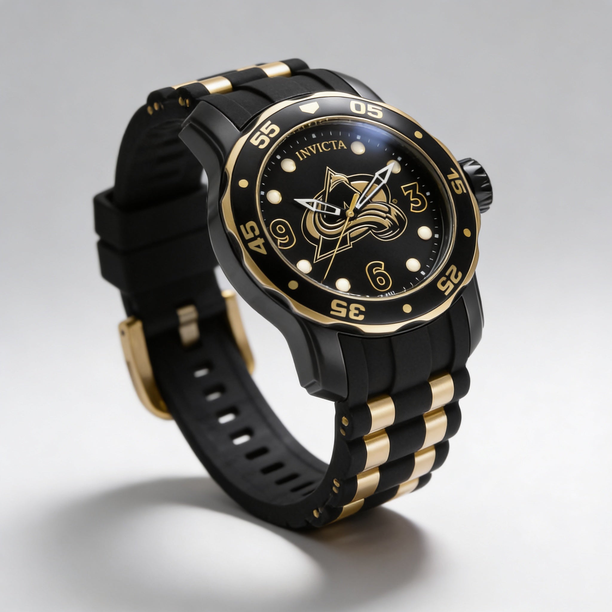 Reloj Invicta IN-42323-AMZUK de cuarzo para hombre, de acero inoxidable, poliuretano, resistente al agua, color negro y dorado, 48 mm, Photo 2