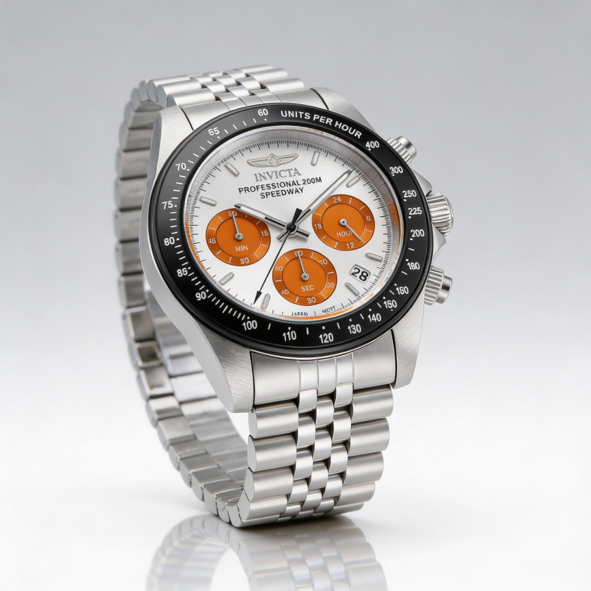 Invicta Speedway Chronograph Unisex Black Silver-Tone Stainless Steel 39.5mm Scratch Resistant 200M Water Resistant Watch, Photo 1