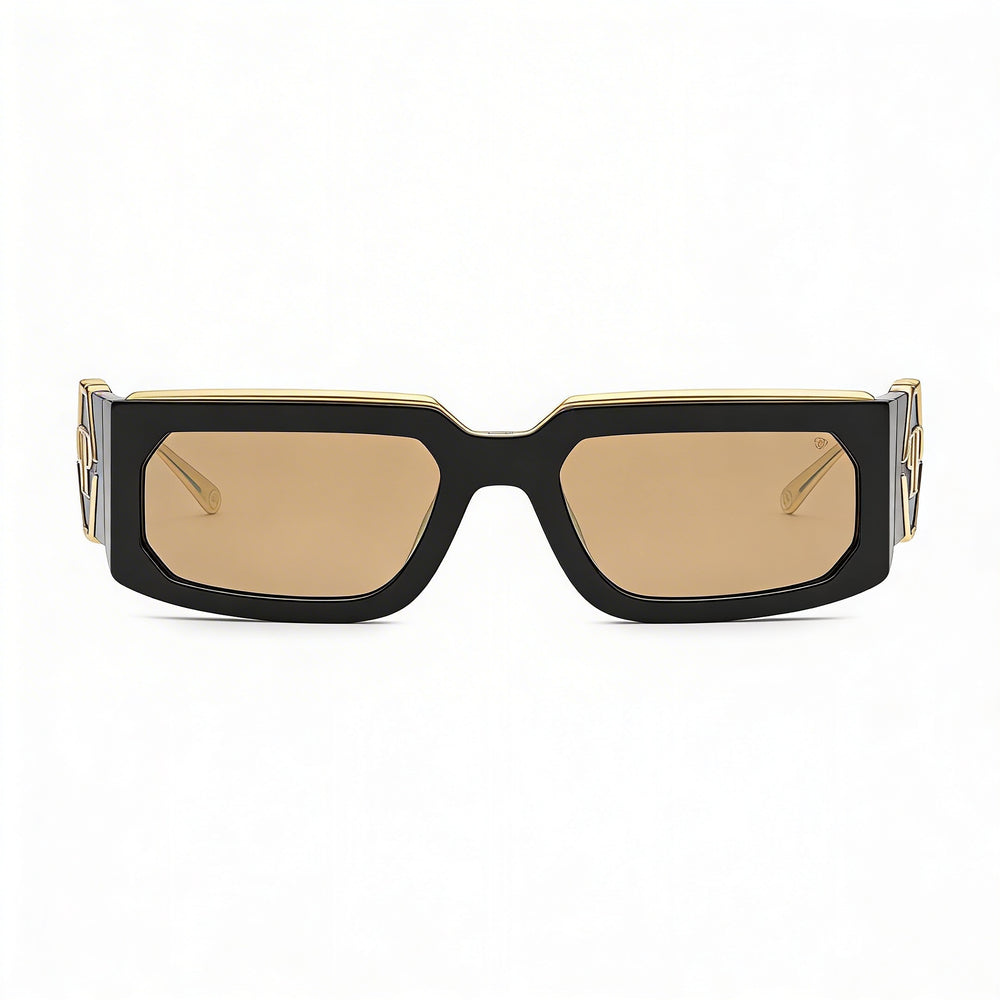 Philipp Plein Modern Unisex Multi-Coloured Cellulose Acetate Sunglasses UV Protection Smoke Mirror Gold Lenses 58mm