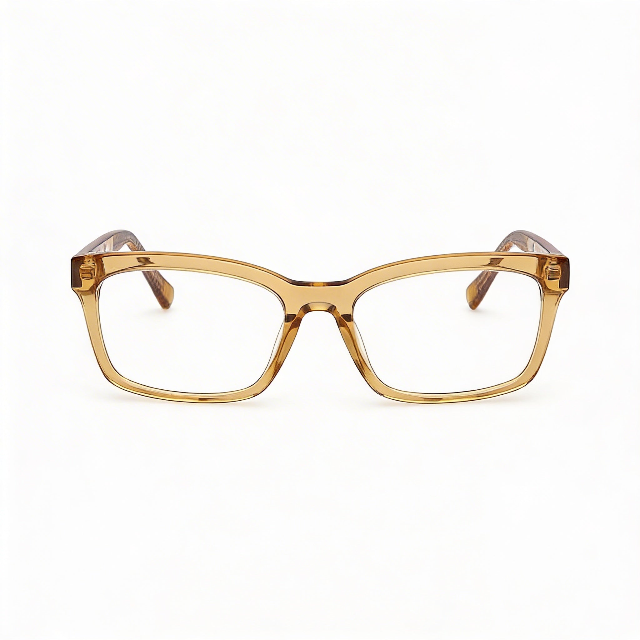 GUESS GU50252 Gafas de hombre con montura de plástico amarillo oscuro y lentes de policarbonato transparentes 55-19-145, Photo 2
