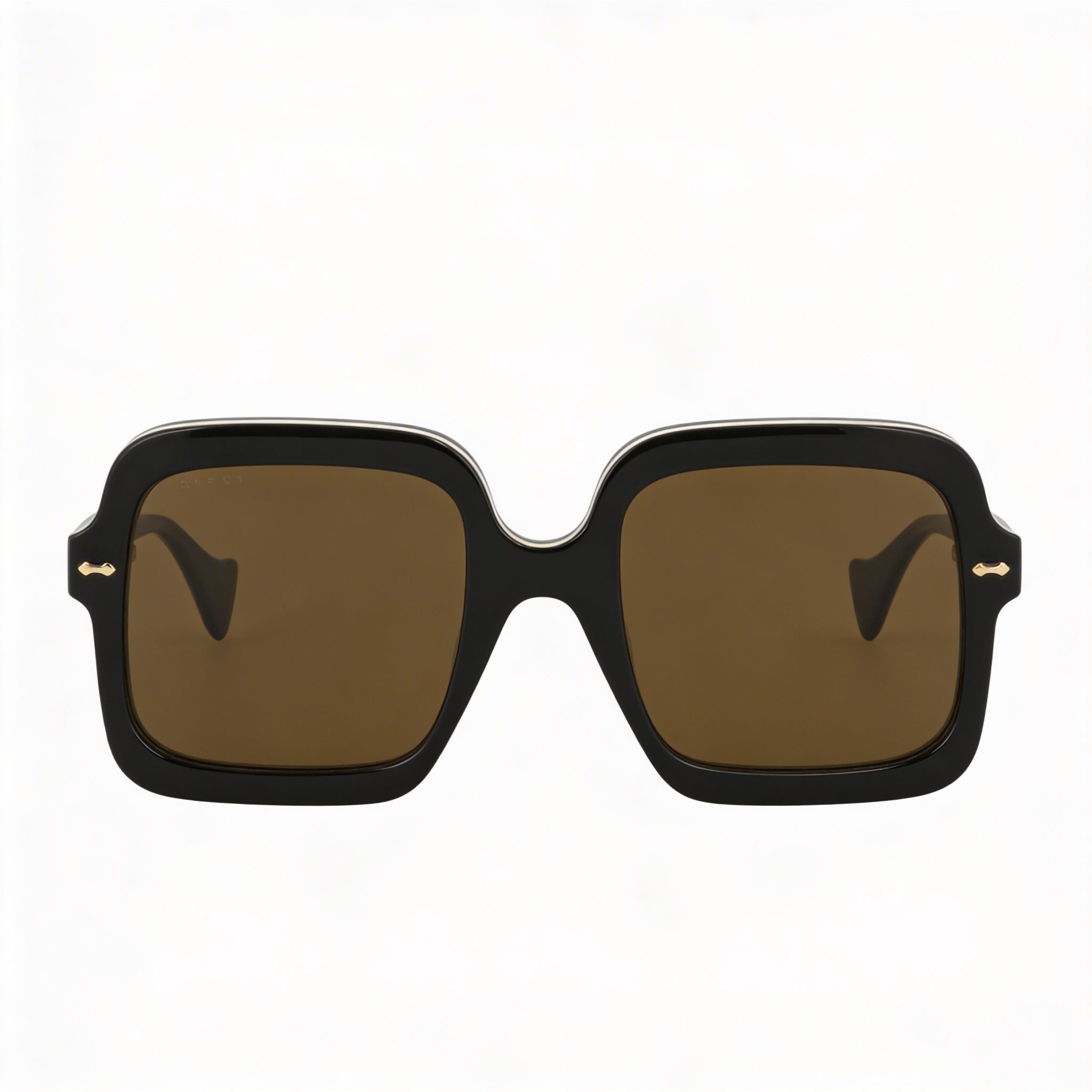Gucci Women's Square Acetate Sunglasses Black Frame Brown Nylon Lens UV Protected 56mm, Photo 2