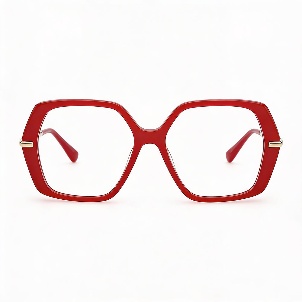 MaxMara MODERNO Unisex Plastic Eyewear with Light Red Pale Gold Frame and Red Lenses 52mm