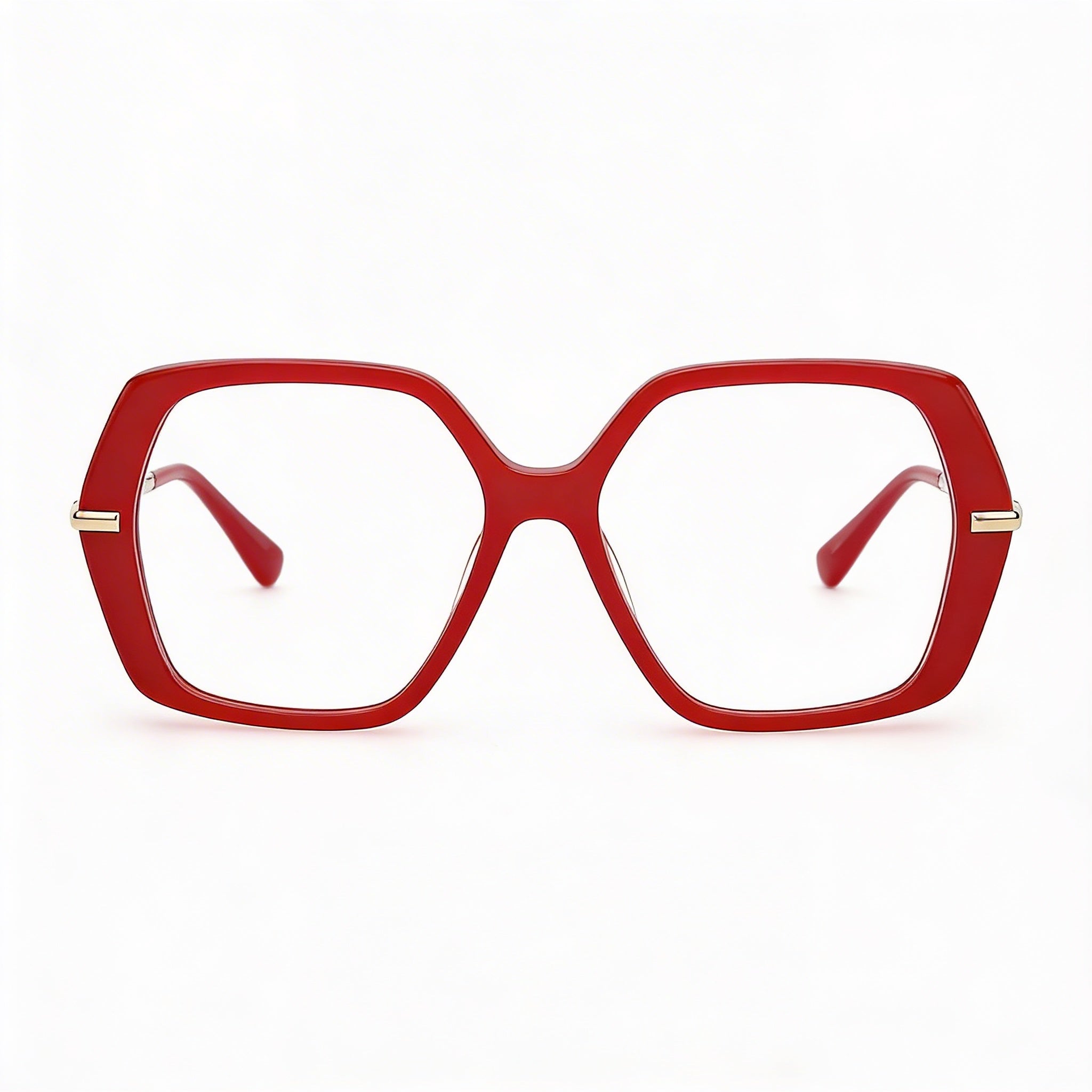 Gafas de plástico unisex MaxMara MODERNO con montura en dorado pálido rojo claro y lentes rojas de 52 mm, Photo 2