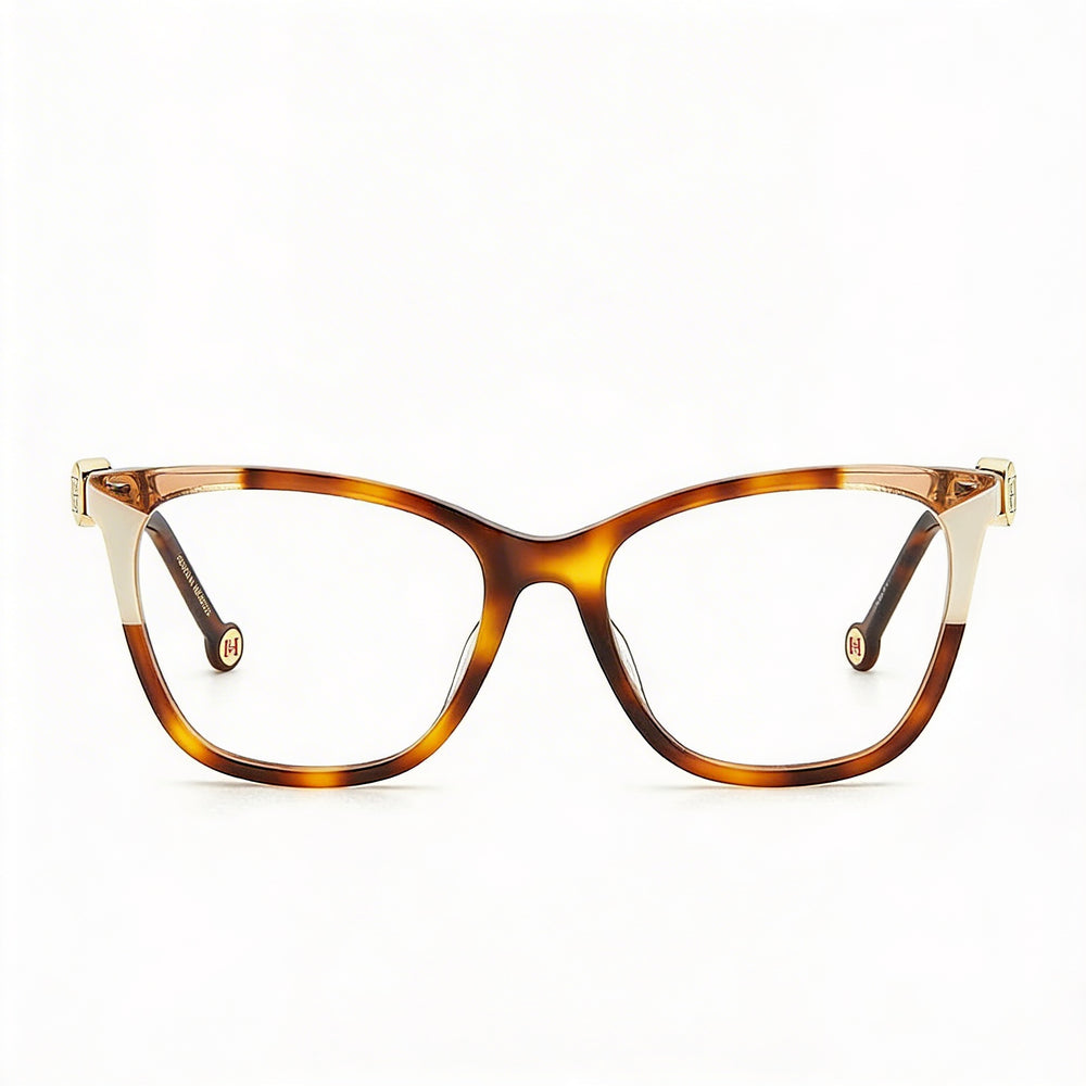 Montura de acetato color marfil estilo ojo de gato para mujer de Carolina Herrera Modern, lentes transparentes de demostración, apta para prescripción (lente de 53 mm)