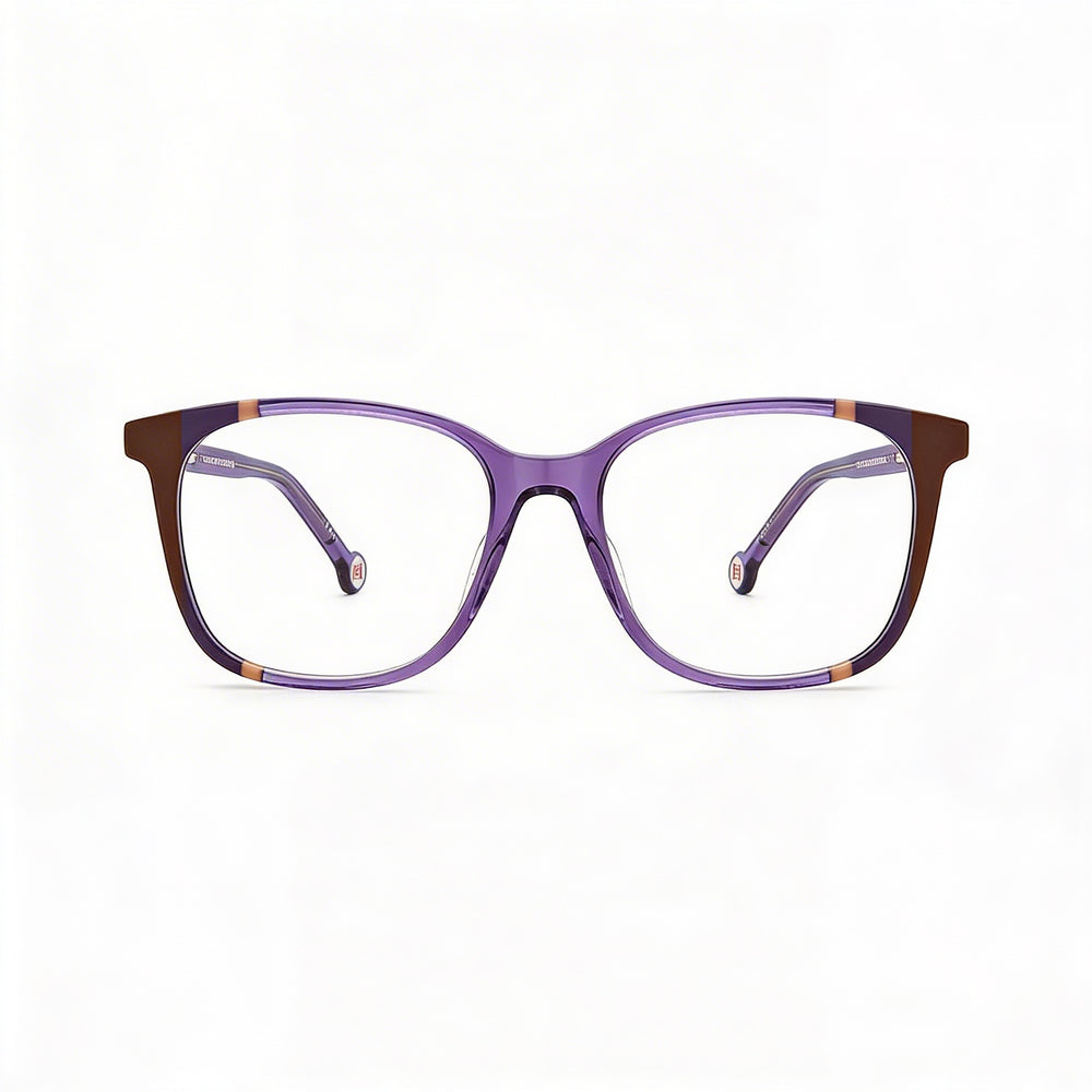 Carolina Herrera CH 0065 Gafas de Mujer, Montura Rectangular Completa, Montura de Acetato Violeta Marrón, 52mm