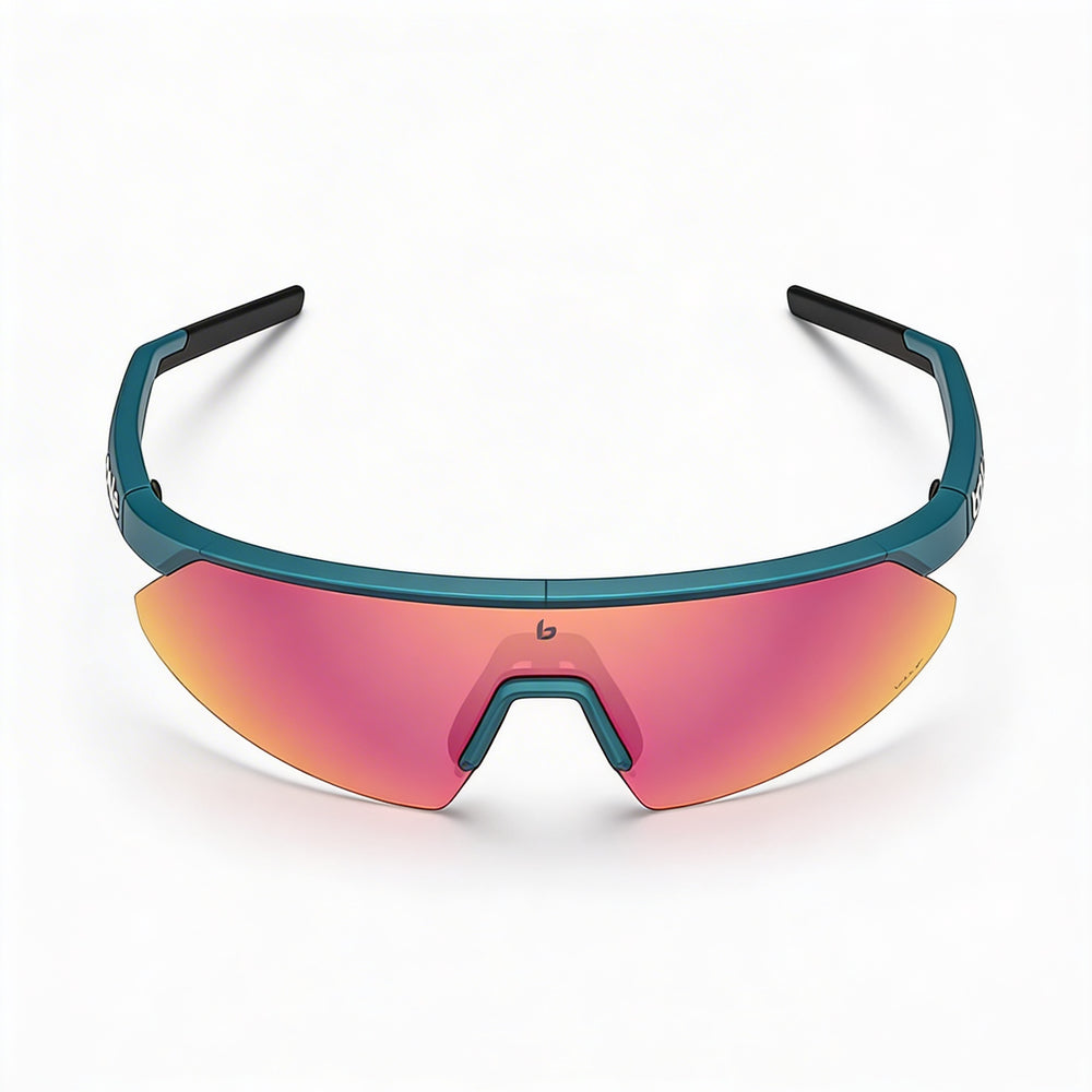 bollé MICRO EDGE Creator Unisex Teal Metallic-Volt Ruby Acrylic Frame Glass Lens Non-Polarized Sunglasses