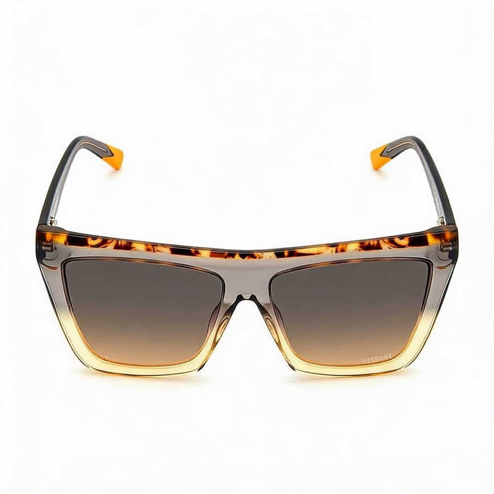 M Missoni Classic Unisex Flat Top Acetate Sunglasses, Grey Ochre Frame, Brown Ochre Non-Polarized Lens, 59mm