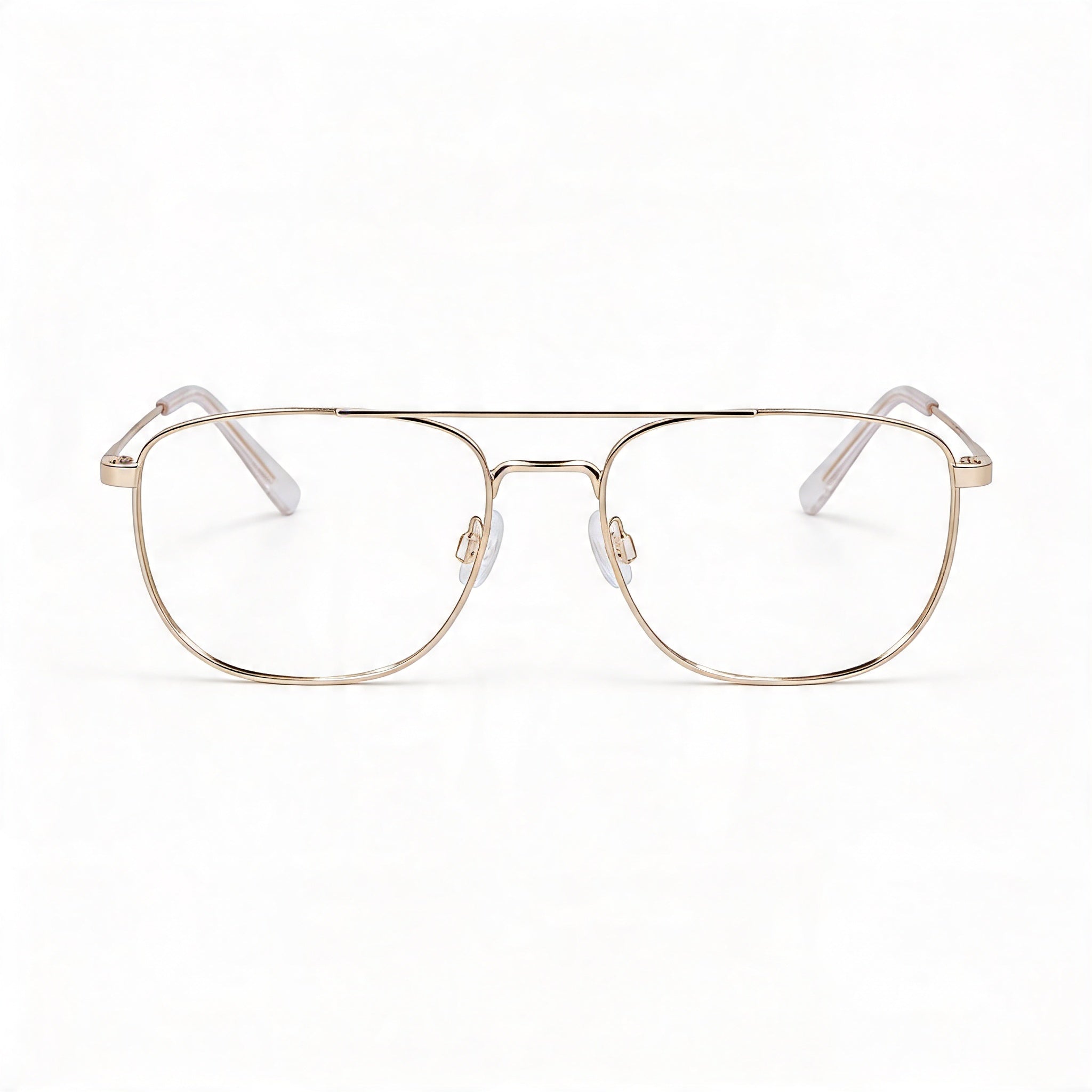 Gafas Flexon Casual para Hombre Doradas con Cristales de Plástico Transparente, Ancho del Cristal 52mm, Puente 17mm, Longitud de la Patilla 145mm, Photo 2