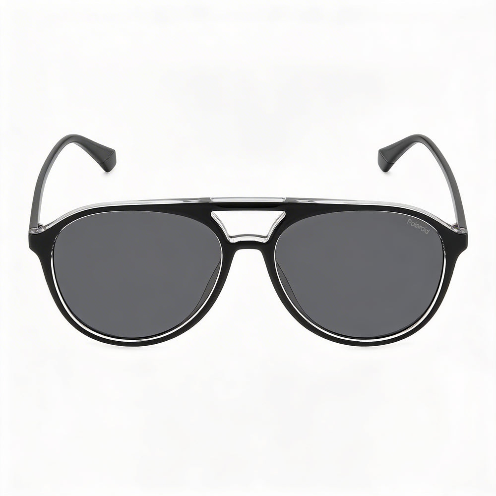 Gafas de sol Polaroid PLD 4162/S unisex, montura de policarbonato negra, lentes grises polarizadas con protección UV, 56 mm