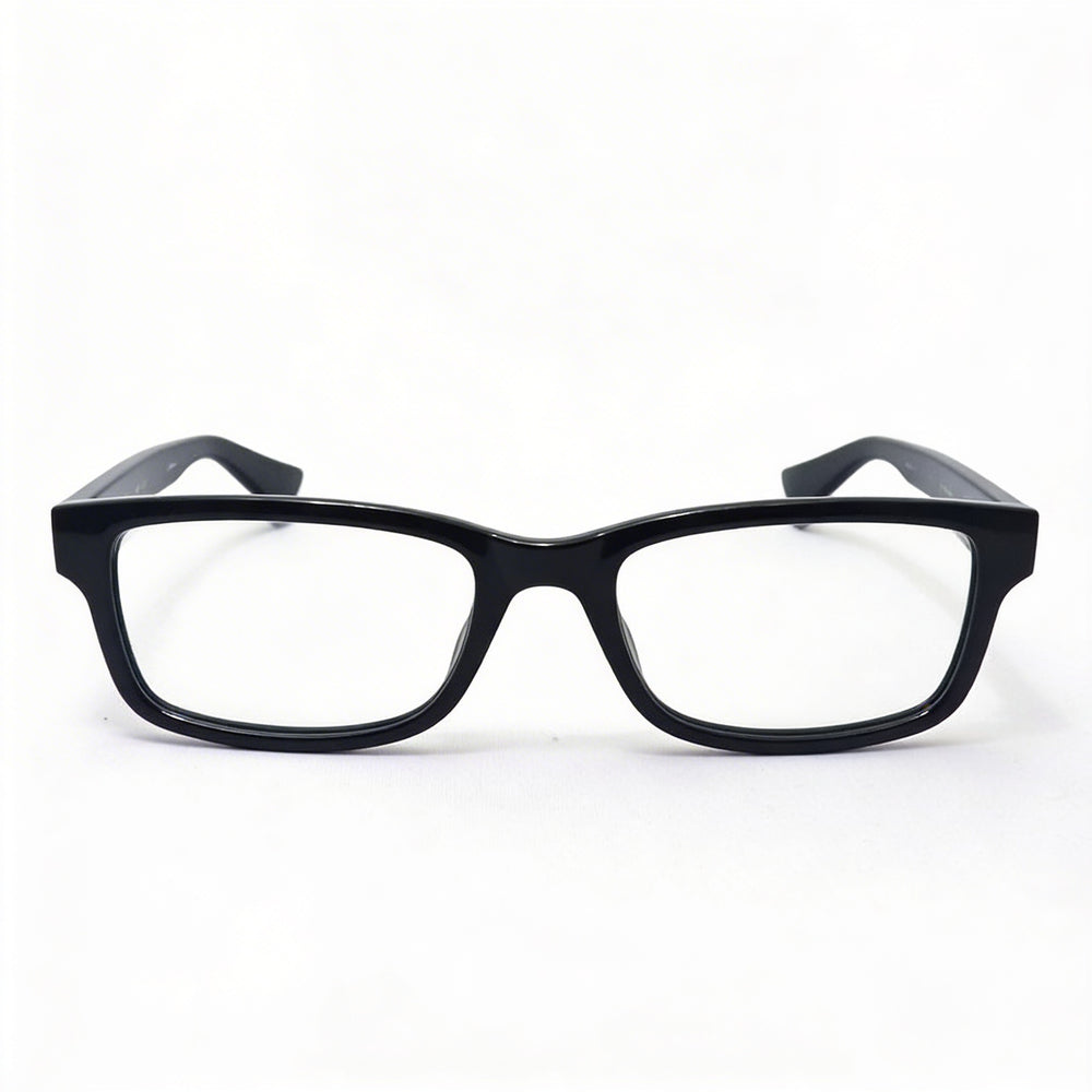 Gafas ópticas unisex minimalistas Gucci con montura de plástico negra transparente rectangular, 54-19-145 mm