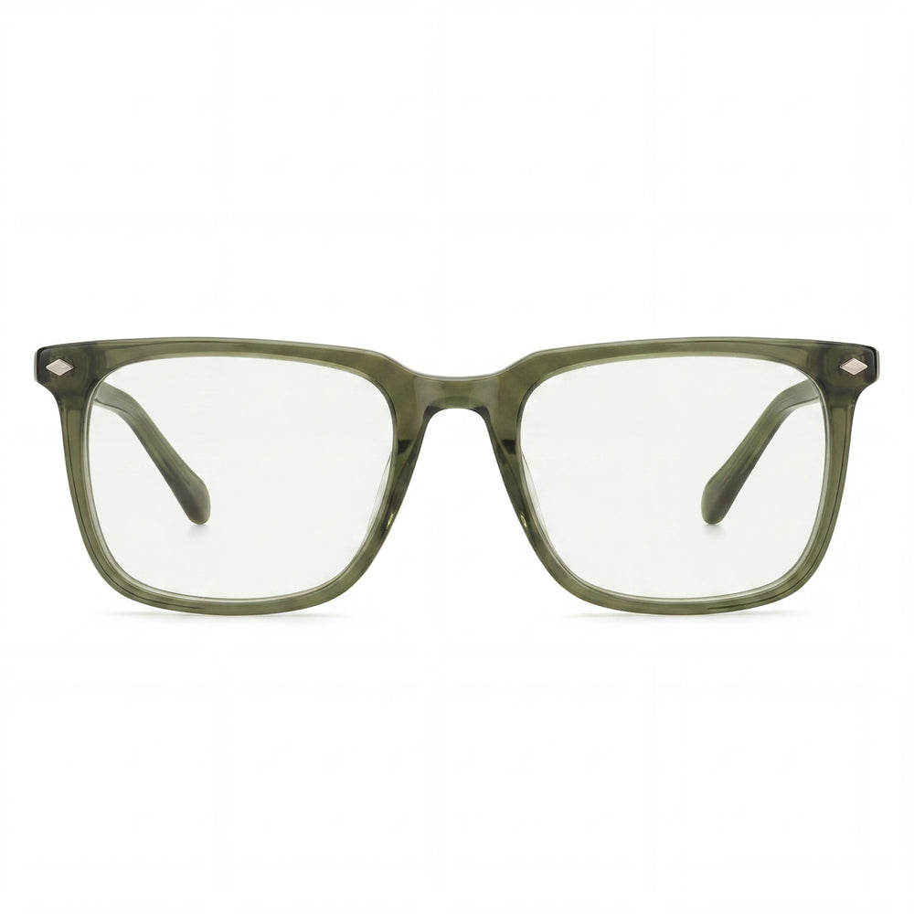 Gafas de Vista Cuadradas de Montura Completa Fossil Fos 7089 para Hombre, de Acetato Transparente Verde, con Lentes de Policarbonato, 50mm