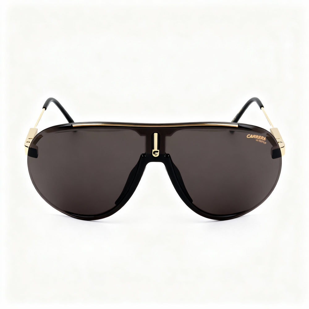 Gafas de sol Carrera Sporty Classic unisex, color negro, dorado, marrón claro, lentes grises, policarbonato no polarizado, 99-01-135
