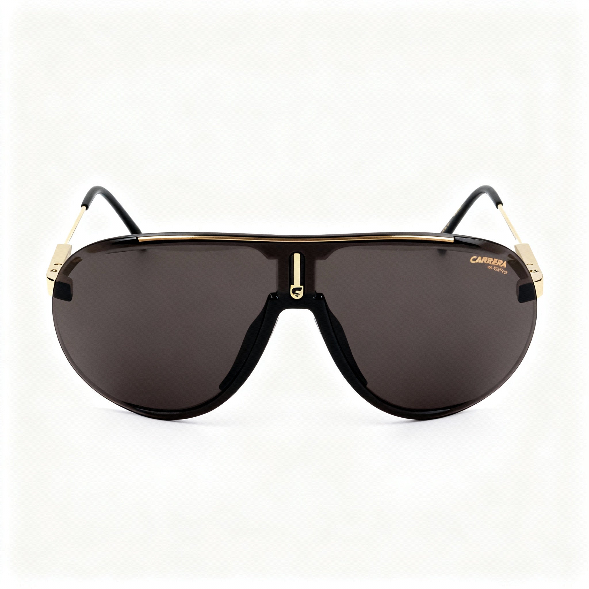 Carrera Sporty Classic Unisex Black Gold Light Brown Frame Grey Lens Polycarbonate Non-Polarized Sunglasses 99-01-135