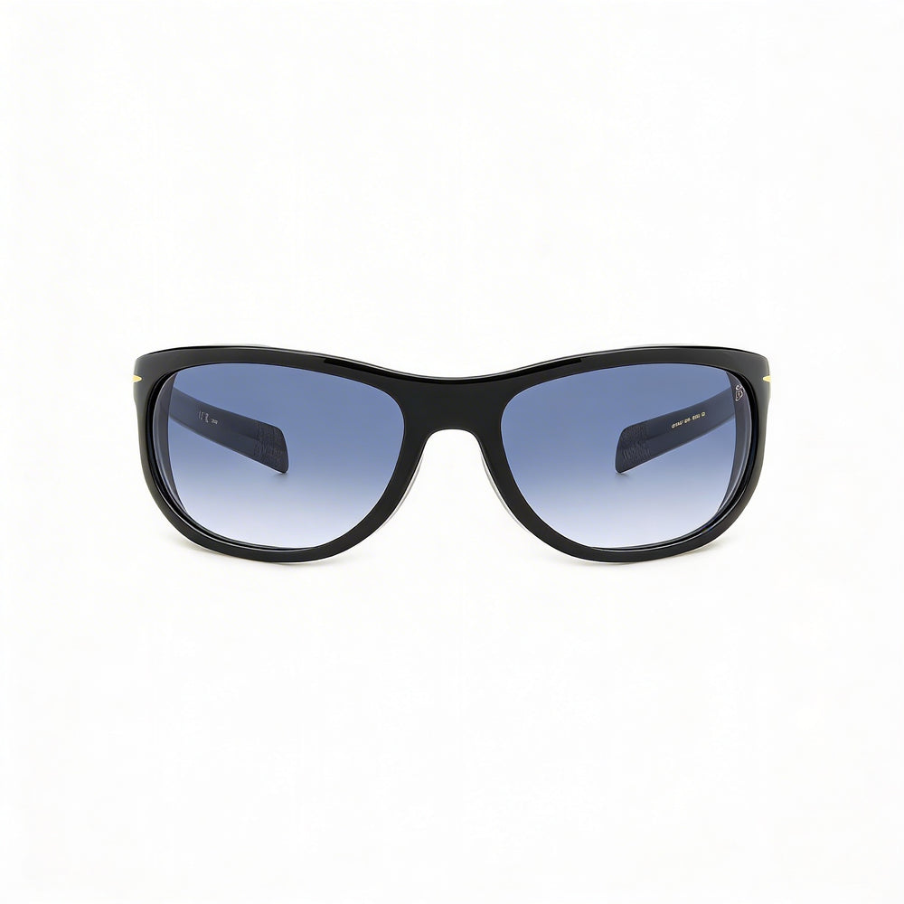 Gafas de sol para hombre de acetato David Beckham DB 7117/S, montura negra, cristales azul oscuro degradado, 64 mm