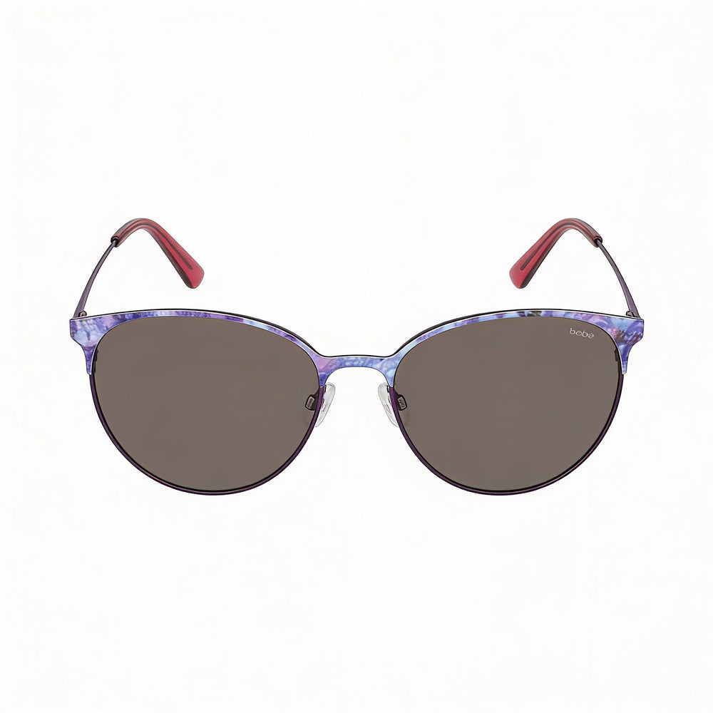 BEBE Classic Women's Plum Acetate Eyewear with Multicolor Lenses, 100% UV Protection, 57-17-140mm