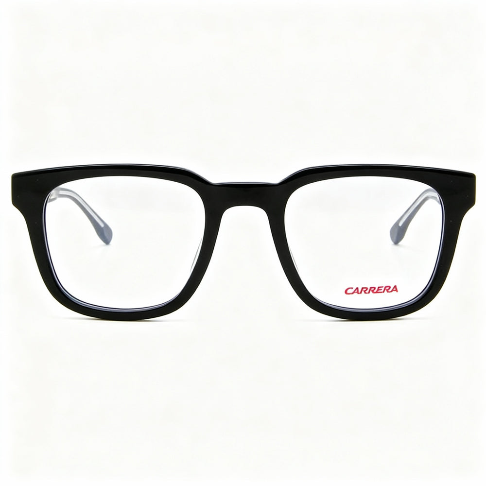 Gafas de vista Carrera 269 unisex modernas de acetato negro, cuadradas, con montura completa y lentes de policarbonato de 50 mm