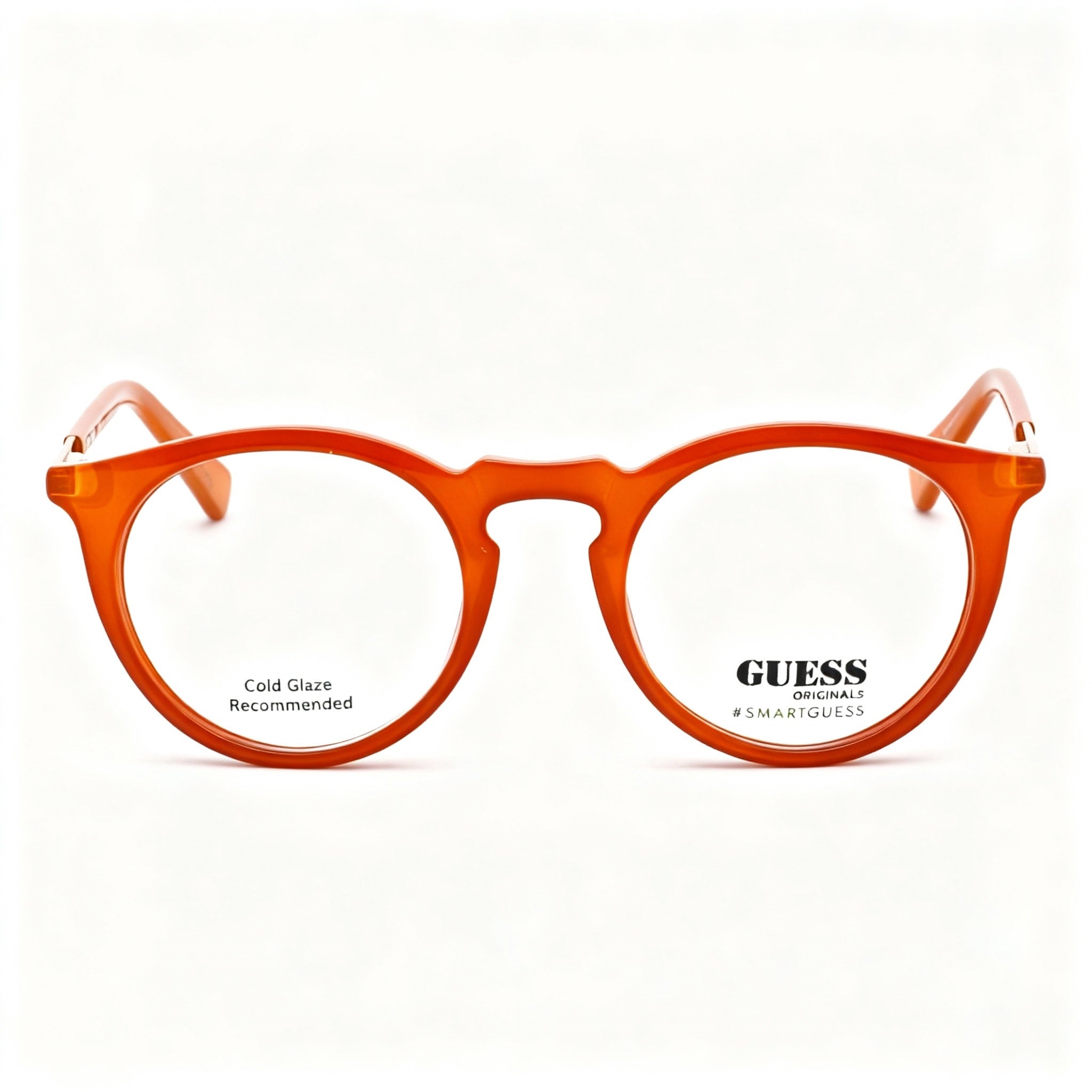 GUESS GU8236 Unisex Orange Injected Plastic Full Rim Oval Optical Eyeglasses, 50mm Lens Width