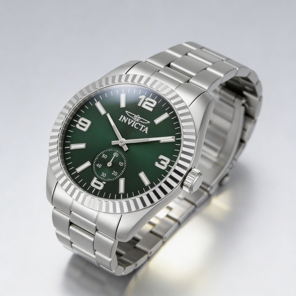 Invicta Specialty 49358 Men's Silver Stainless Steel Quartz Wrist Watch with Green Dial, 43mm