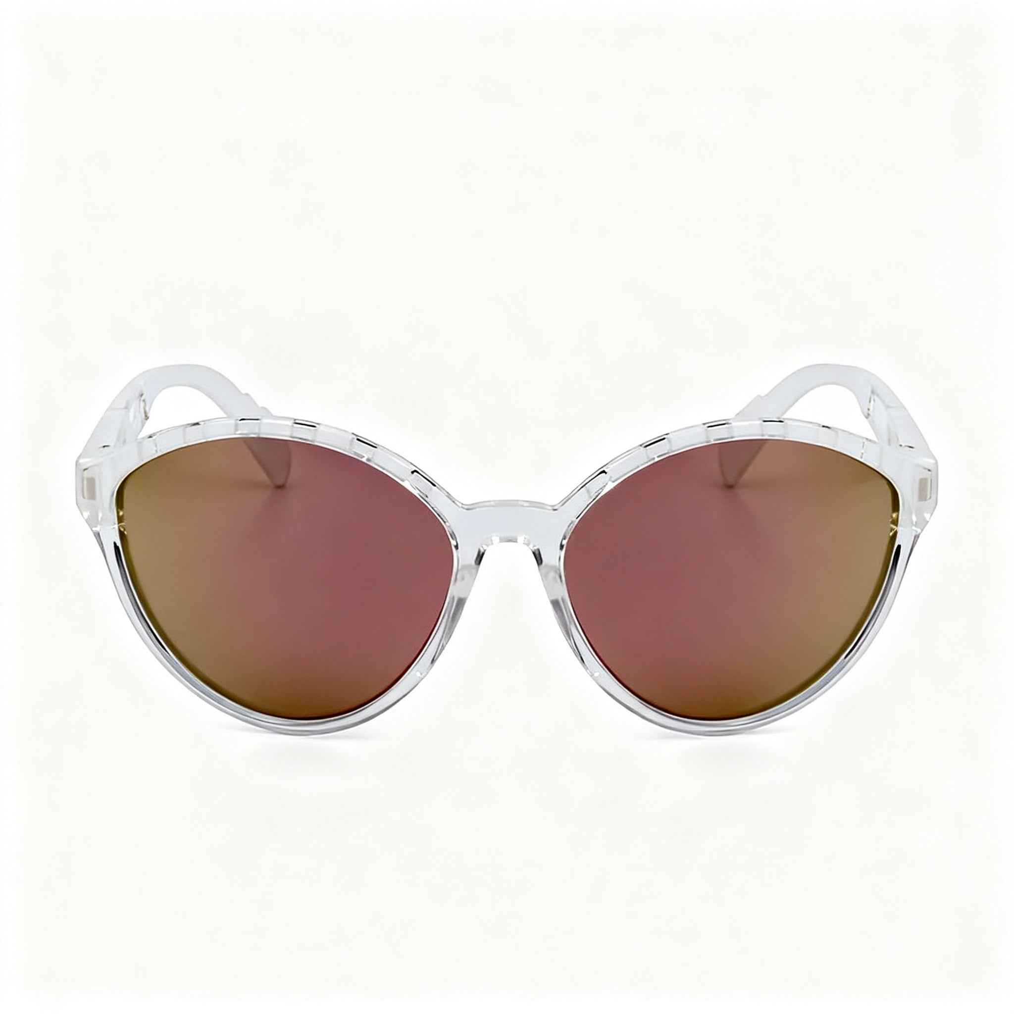 Adidas sp0012 Women's Crystal Plastic Cat Eye Sunglasses with Non-Polarized Brown Mirror Lenses, 61mm