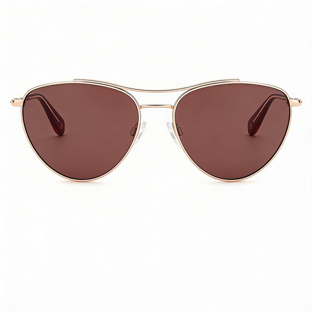 Gafas de sol Rag & Bone Modern Pilot para mujer, montura de acero de aleación, policarbonato rojo dorado, protección UV 400, 58 mm