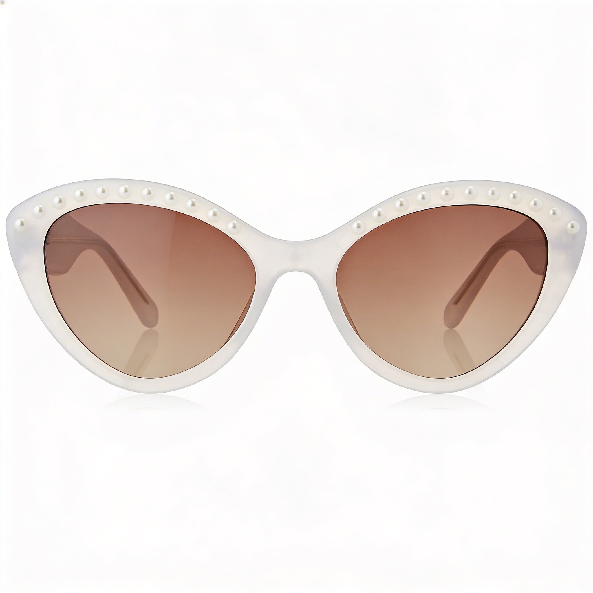 Kate Spade New York JUNI/G/S PEARL Gafas de sol de mujer blancas y marrones con montura de acetato, lentes marrones degradadas con protección UV de 55 mm, Photo 2