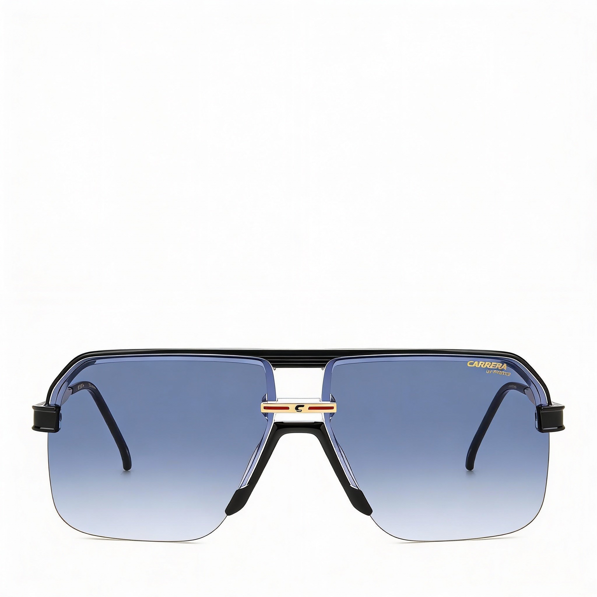 Carrera 1066/S Men's Black Crystal Polyamide Square Sunglasses with Dark Blue Shaded Non-Polarized UV Lenses 63mm, Photo 2