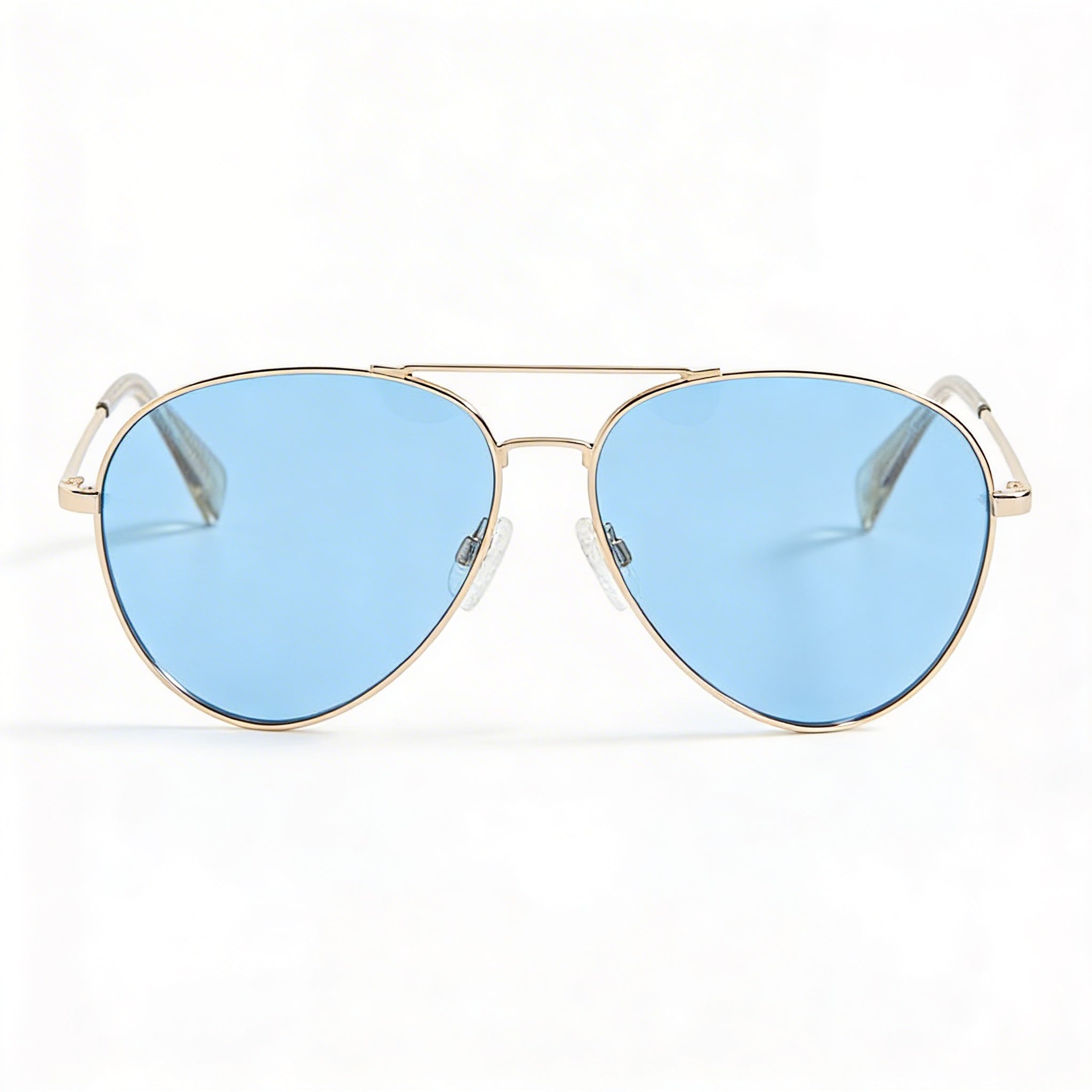 Gafas de sol clásicas Rag & Bone estilo aviador para mujer, de metal dorado y beige, con lentes azules, ajustables, 54 mm, Photo 2