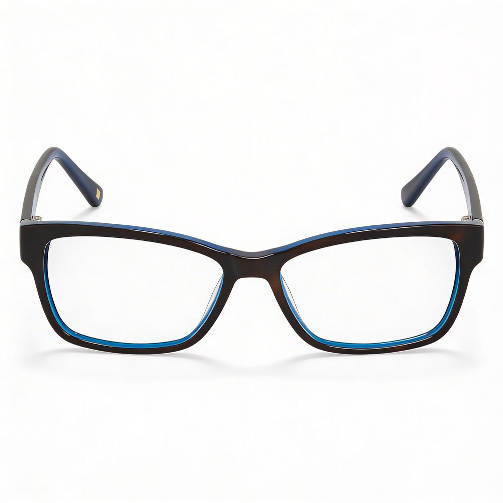 Gafas de sol rectangulares de plástico azul habana para mujer Liz Claiborne 616, 55-15-135