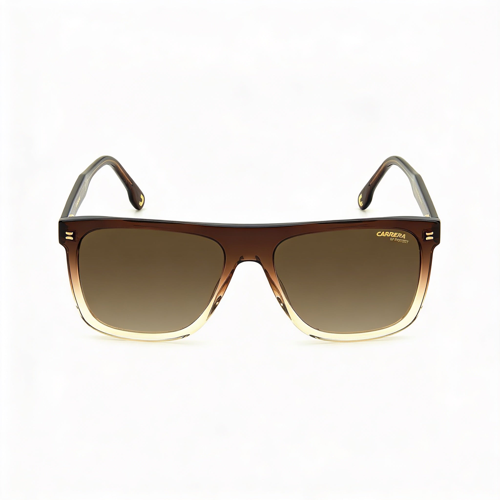 Gafas de sol Carrera 267/S unisex de acetato, cuadradas, transparentes y marrones descoloridas, lentes marrón oscuro degradado, 56 mm, buena protección UV, Photo 1