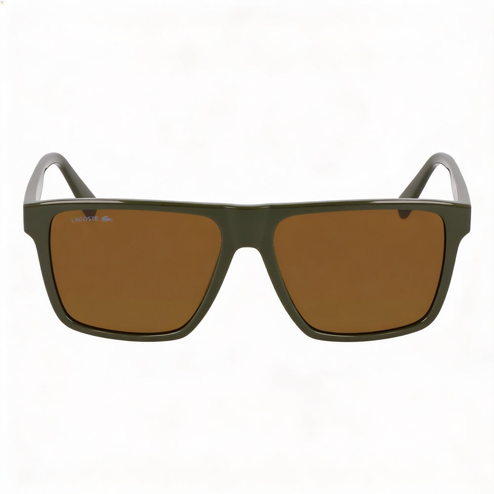 Lacoste L6027s Unisex Plastic Khaki Frame Brown Lenses 57mm UV Protection Sunglasses