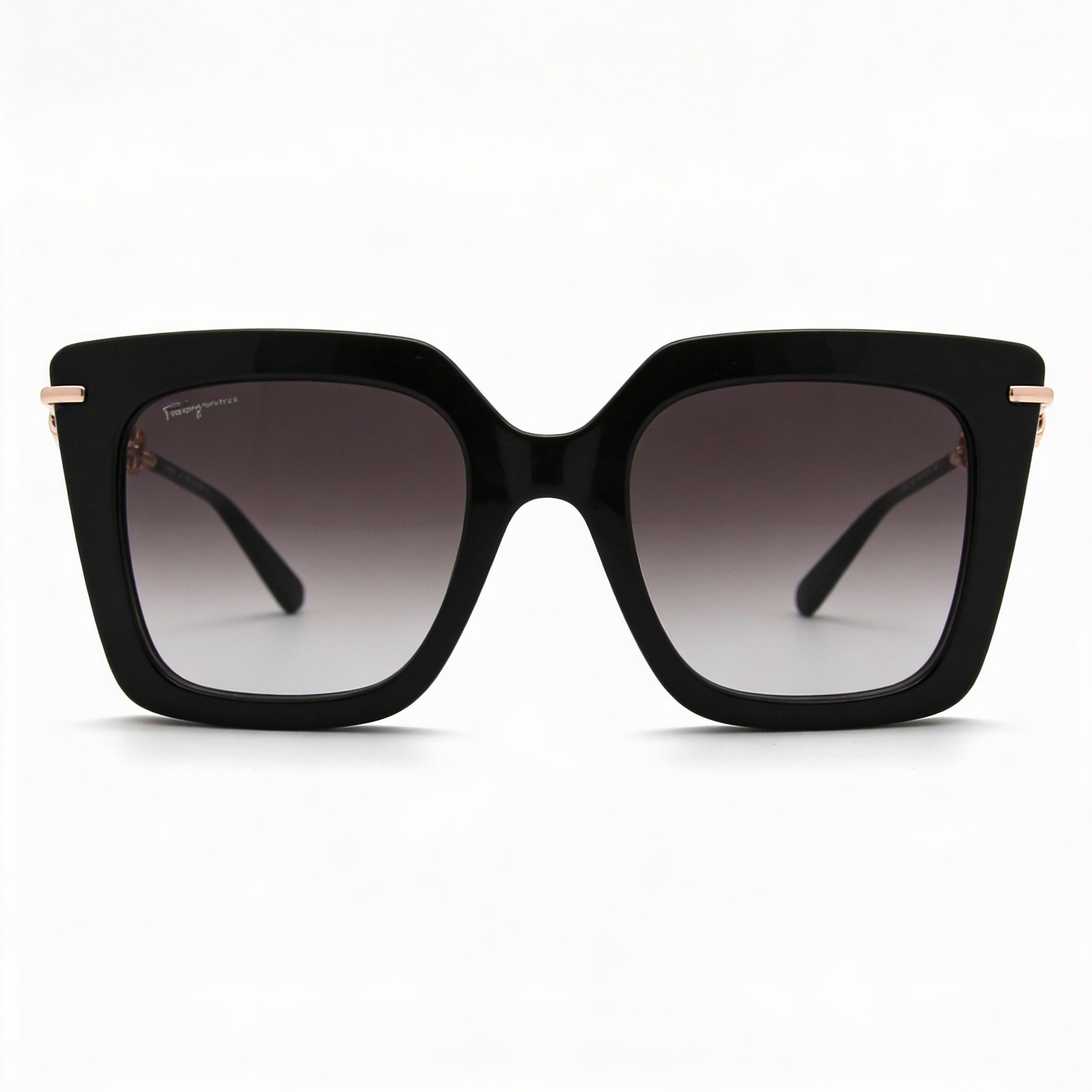 Gafas de sol Salvatore Ferragamo SF1041S de mujer, modernas, de acero aleado negro, con forma de mariposa, con degradado gris, 51 mm, Photo 1