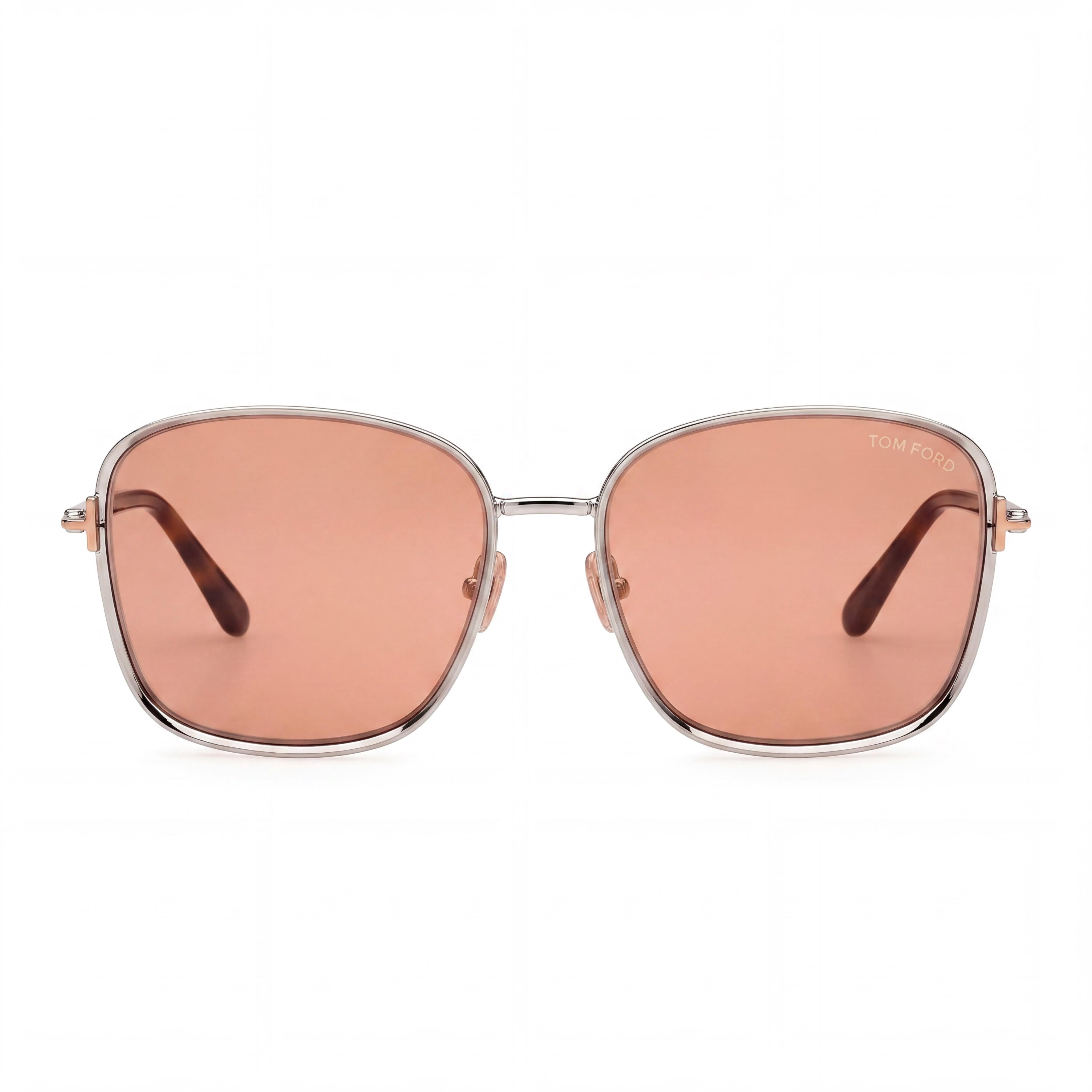 Tom Ford Fern FT1029 Men's Square Metal Sunglasses 100% UV Brown Mirror Lenses Shiny Satin Dark Ruthenium Dark Havana Frame 57mm, Photo 2