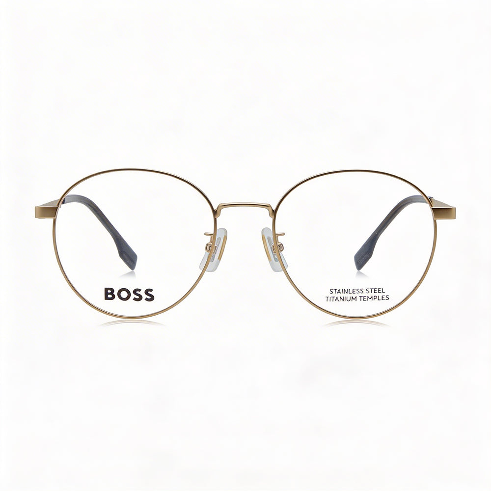 BOSS 1475/F Unisex Matte Gold Alloy Steel 52mm Clear Demo Lenses Prescription Ready