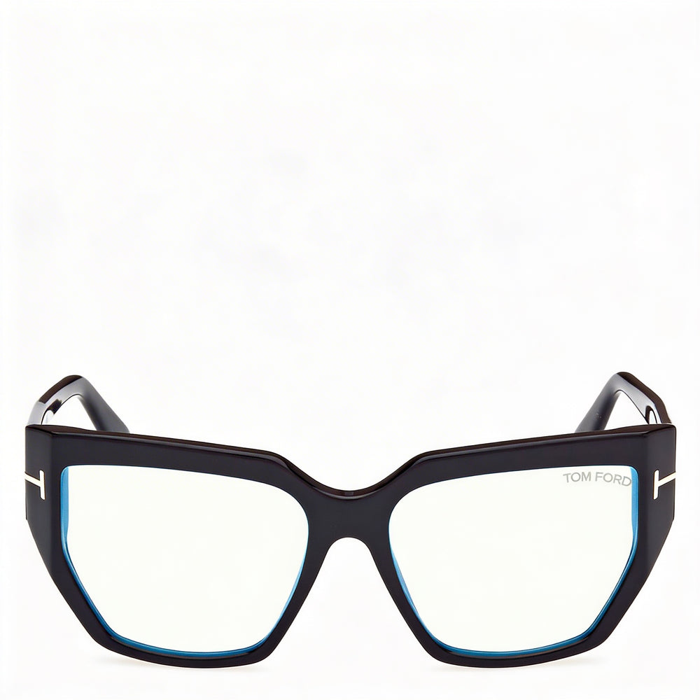 Gafas de acetato unisex Tom Ford FT 5951-B BLUE BLOCK, montura negra brillante, lentes con filtro azul