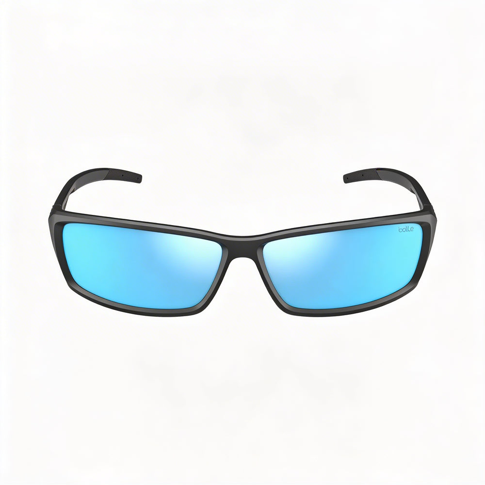bollé Cerber Unisex Black Matte Thermoplastic Polyurethane Frame, Sky Blue Polarized UV Protected Lenses, 68mm