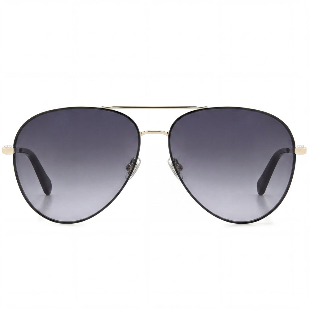 Gafas de sol Fossil Fos 2140/G/S para mujer, armazón de acero inoxidable negro, cristales de color gris oscuro degradado no polarizados, 59 mm