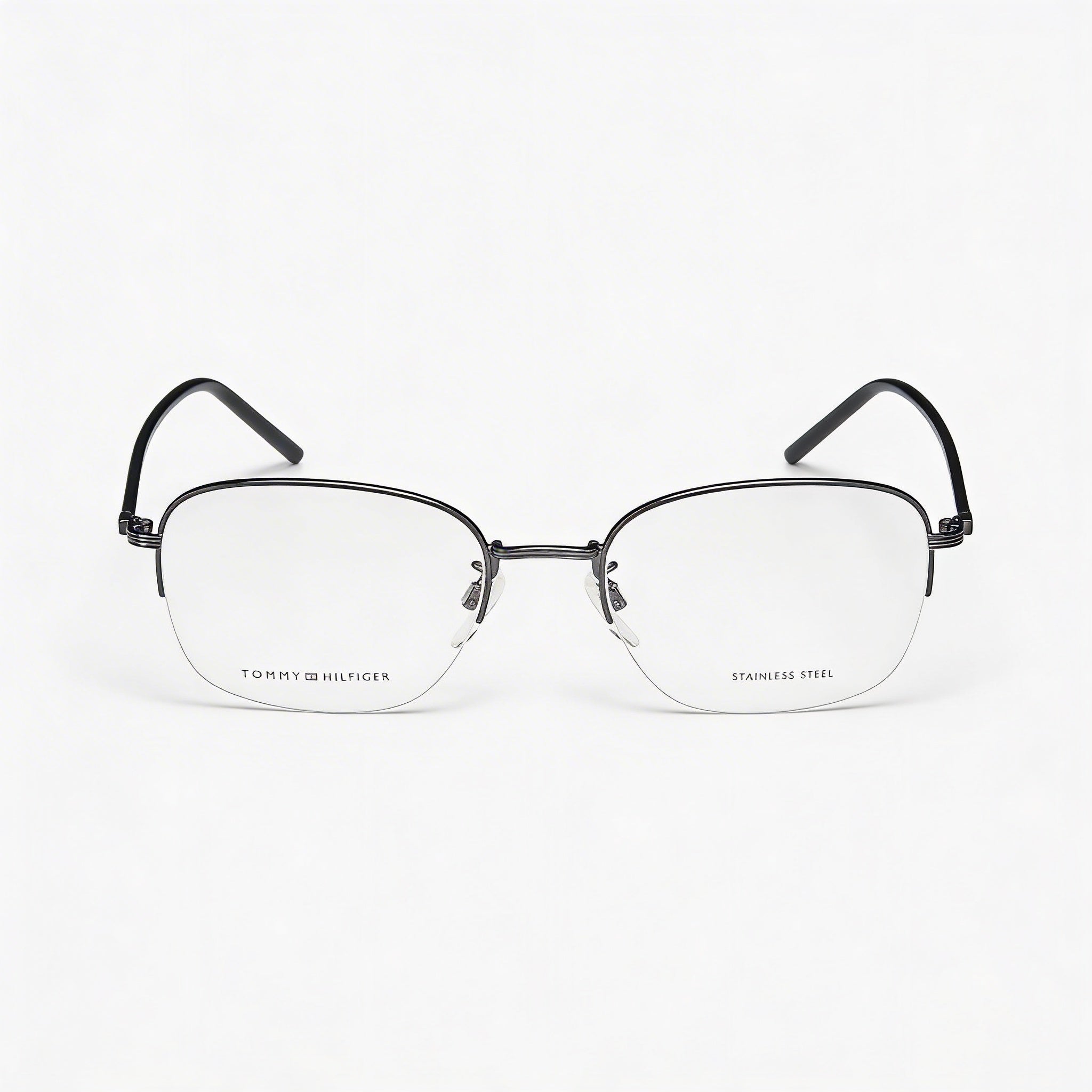 Gafas de sol casuales Tommy Hilfiger para hombre con montura de acero de aleación negro y lentes de policarbonato negro de 54 mm, Photo 2