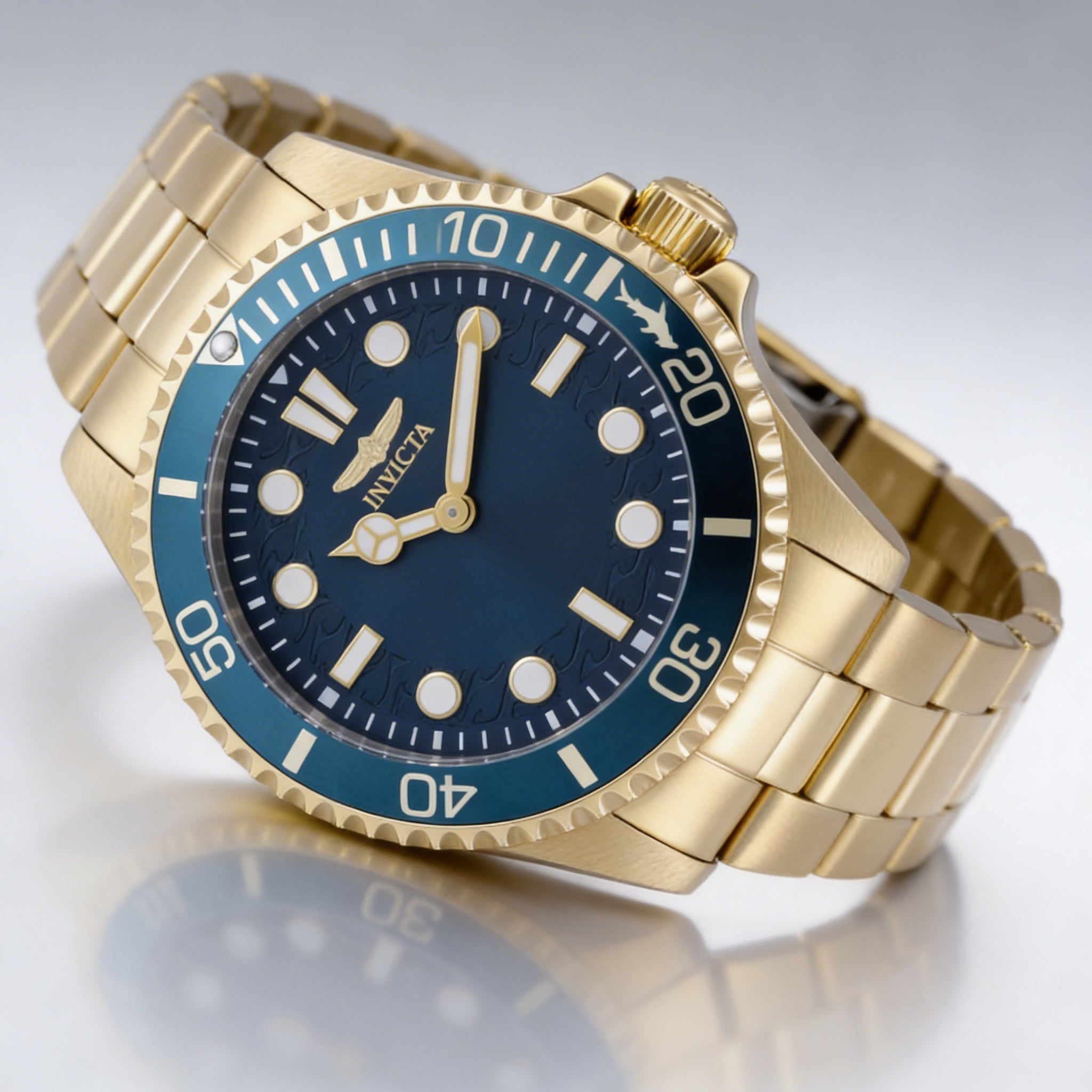 Reloj Invicta Pro Diver 49699 para hombre, de cuarzo, acero inoxidable dorado, 43 mm, esfera azul, resistente al agua hasta 10 ATM., Photo 2