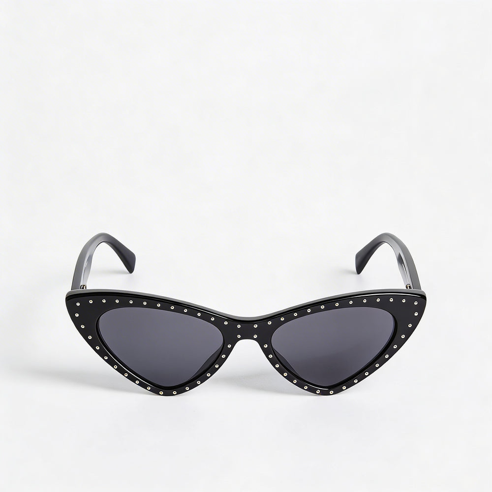 Gafas de sol Moschino MOS0006/S para mujer, de plástico negro, con forma de ojo de gato y lentes grises no polarizadas, 52 mm, UV400