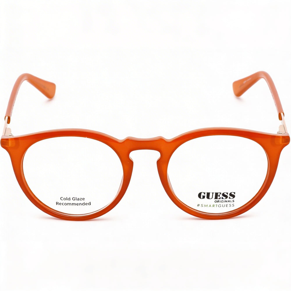 Guess GU8236 Unisex Oval Full Rim Eyeglasses with Orange Injected Plastic Frame & Clear Demo Lenses 50mm