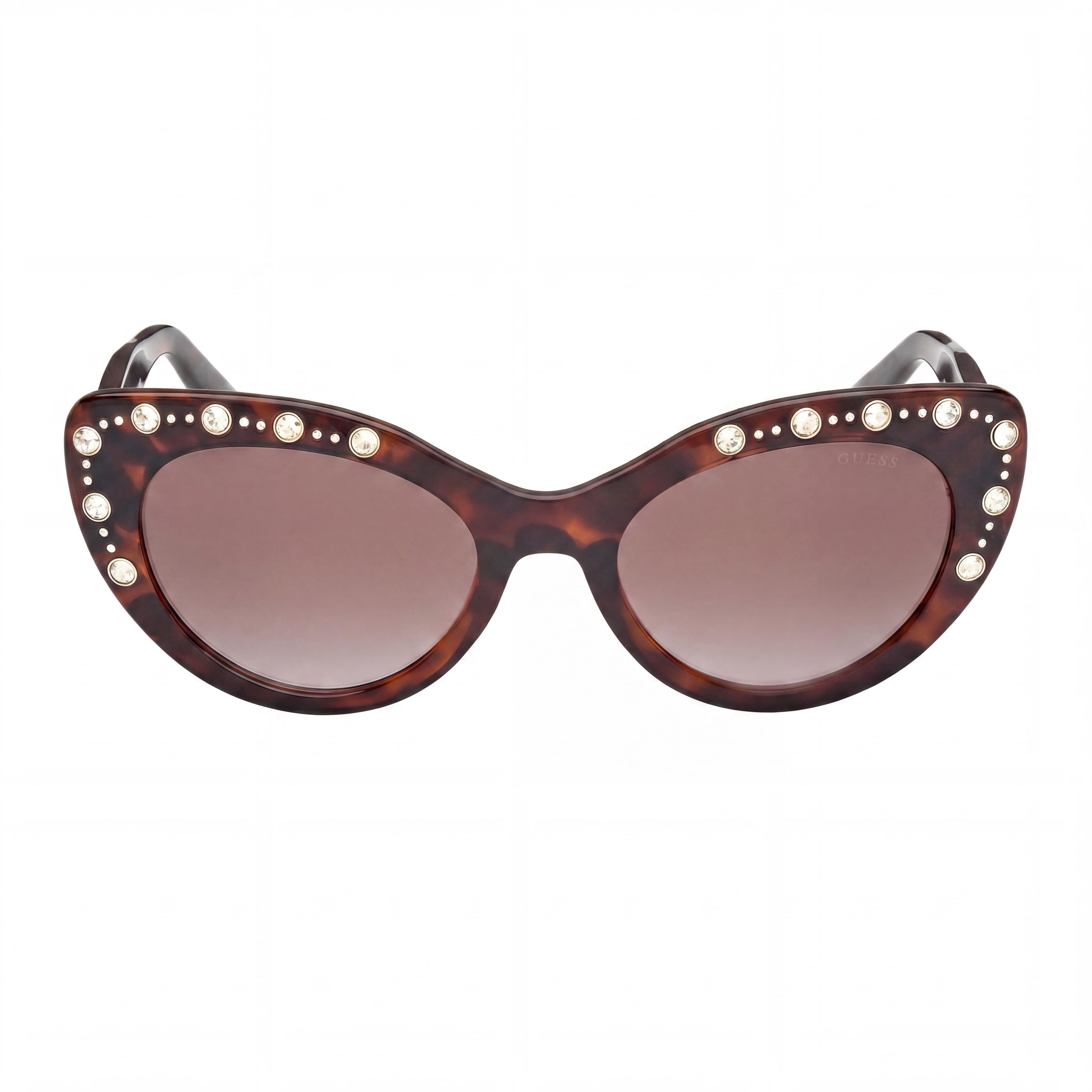 GUESS Women's Cat-eye Rhinestone Plastic Dark Havana Frame Sunglasses Brown Gradient 54mm, Photo 2