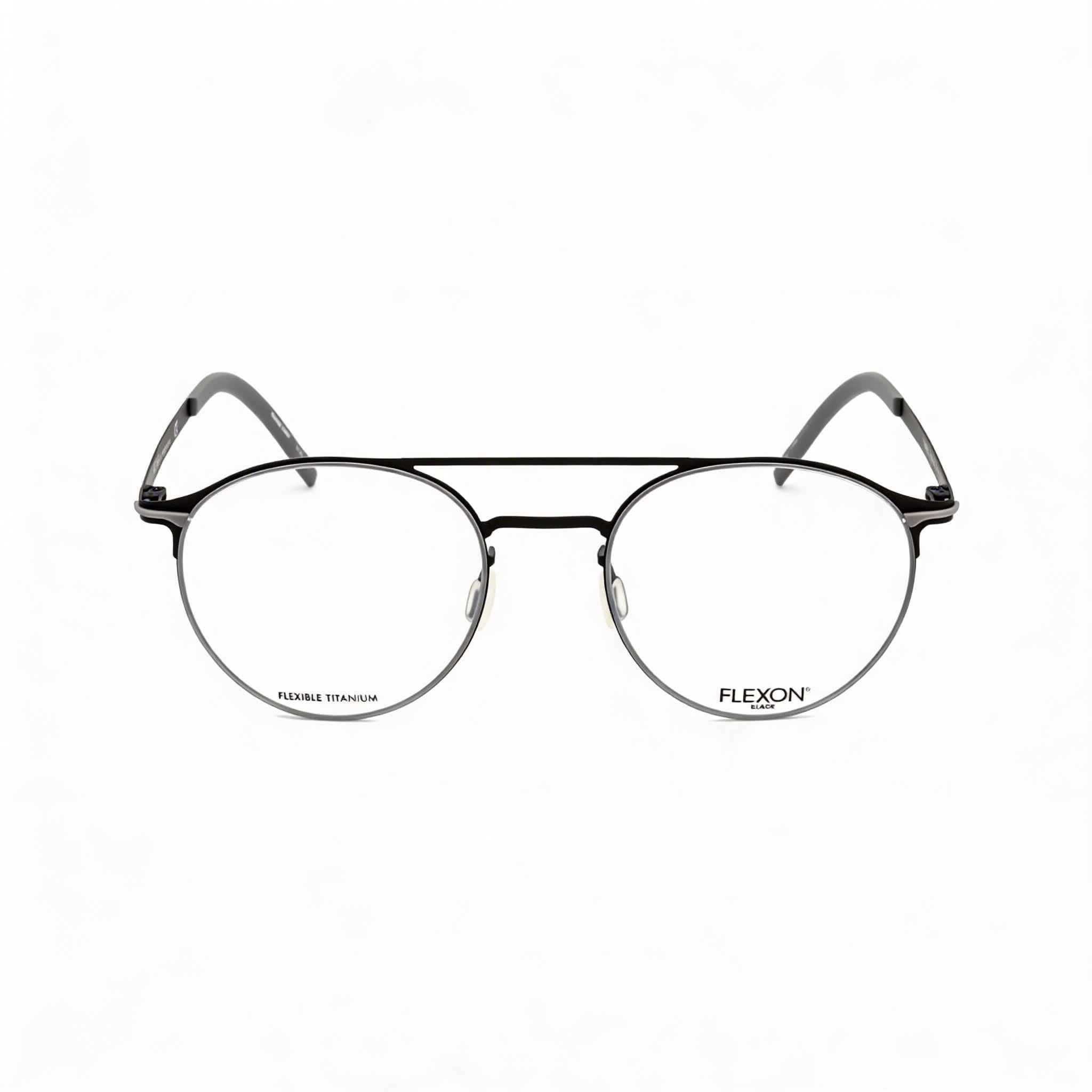 Flexon B2003 Unisex Eyeglasses featuring Black Acetate Frame, Polycarbonate Non-Polarised Lenses, and a size of 52-20-145., Photo 2