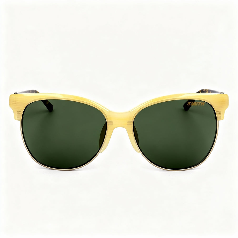 SMITH Rebel Carbonic Sunglasses, Unisex Medium, Ivory Tortoise Plastic Frame, Gray Green Non-Polarized