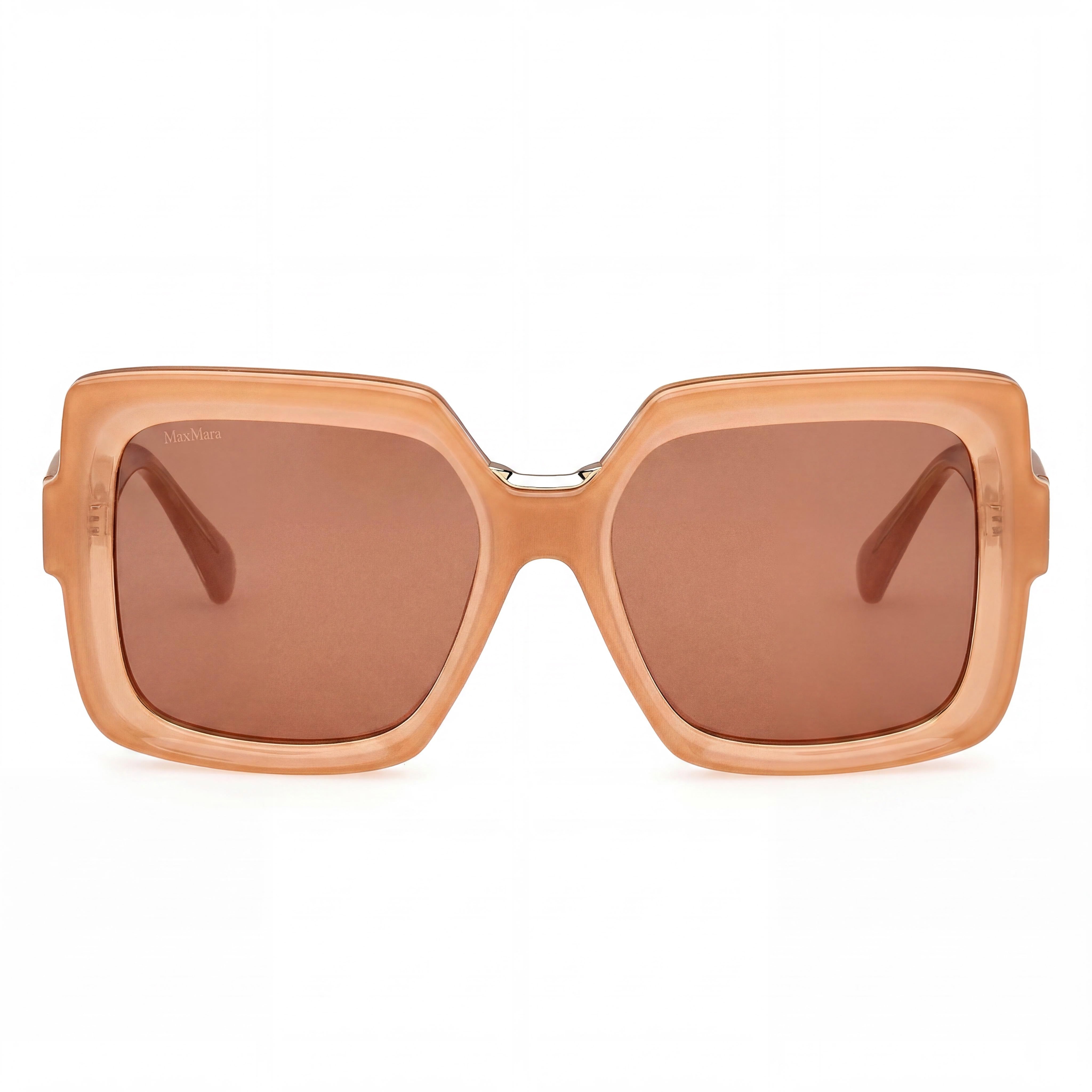 MaxMara Clásico Women's Shiny Light Orange Acetate Eyewear, Orange Lenses, 56mm Lens Width, 18mm Bridge, Photo 2