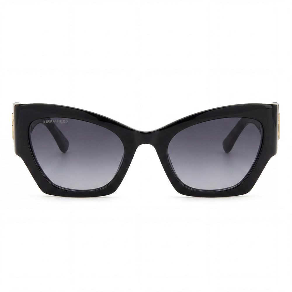 Gafas de sol informales DSQUARED2 para mujer, montura negra de acetato, cristales grises ahumados no polarizados, ancho de lente 55 mm