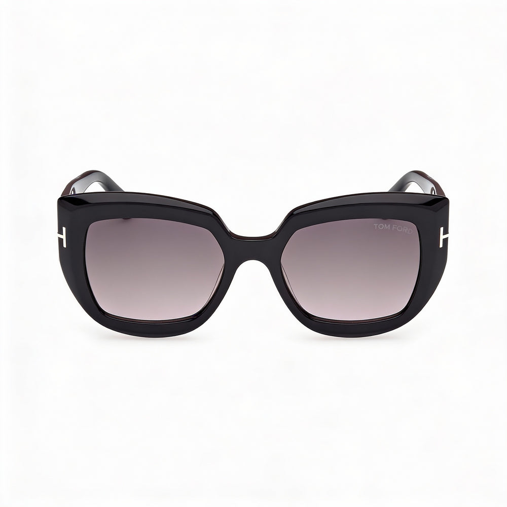 Gafas de sol Tom Ford Butterfly unisex con montura de carey negro brillante y lentes negras de 53 mm