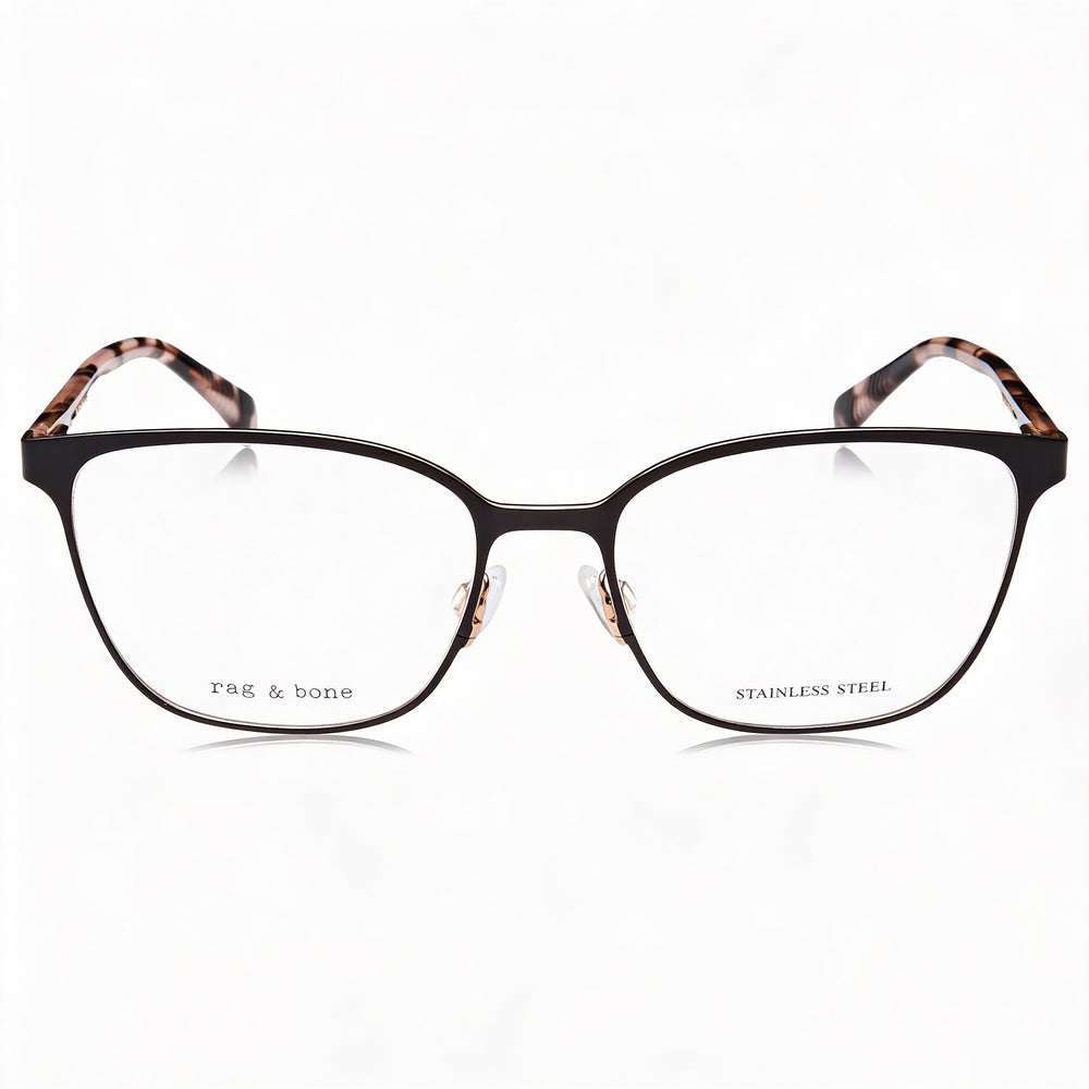 Gafas de Sol Modernas para Mujer Rag & Bone, Montura de Acero de Aleación Negra con Lentes de Policarbonato Negras, 53mm